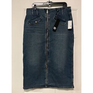 Dee Ocleppo Millie Front Zip Blue Denim Skirt Women's‎ Size 16 NWT